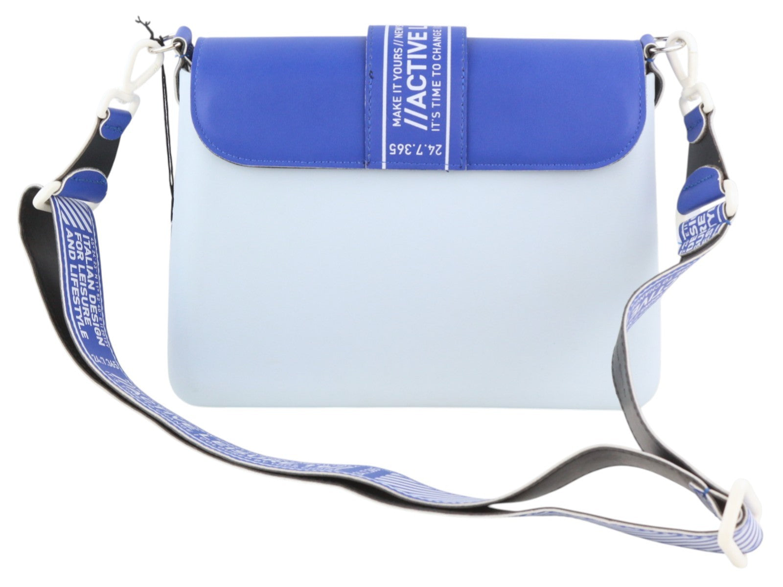 O BAG Glam Women Bag OS Blue Pattern Adjustable Strap Clasp Crossbody