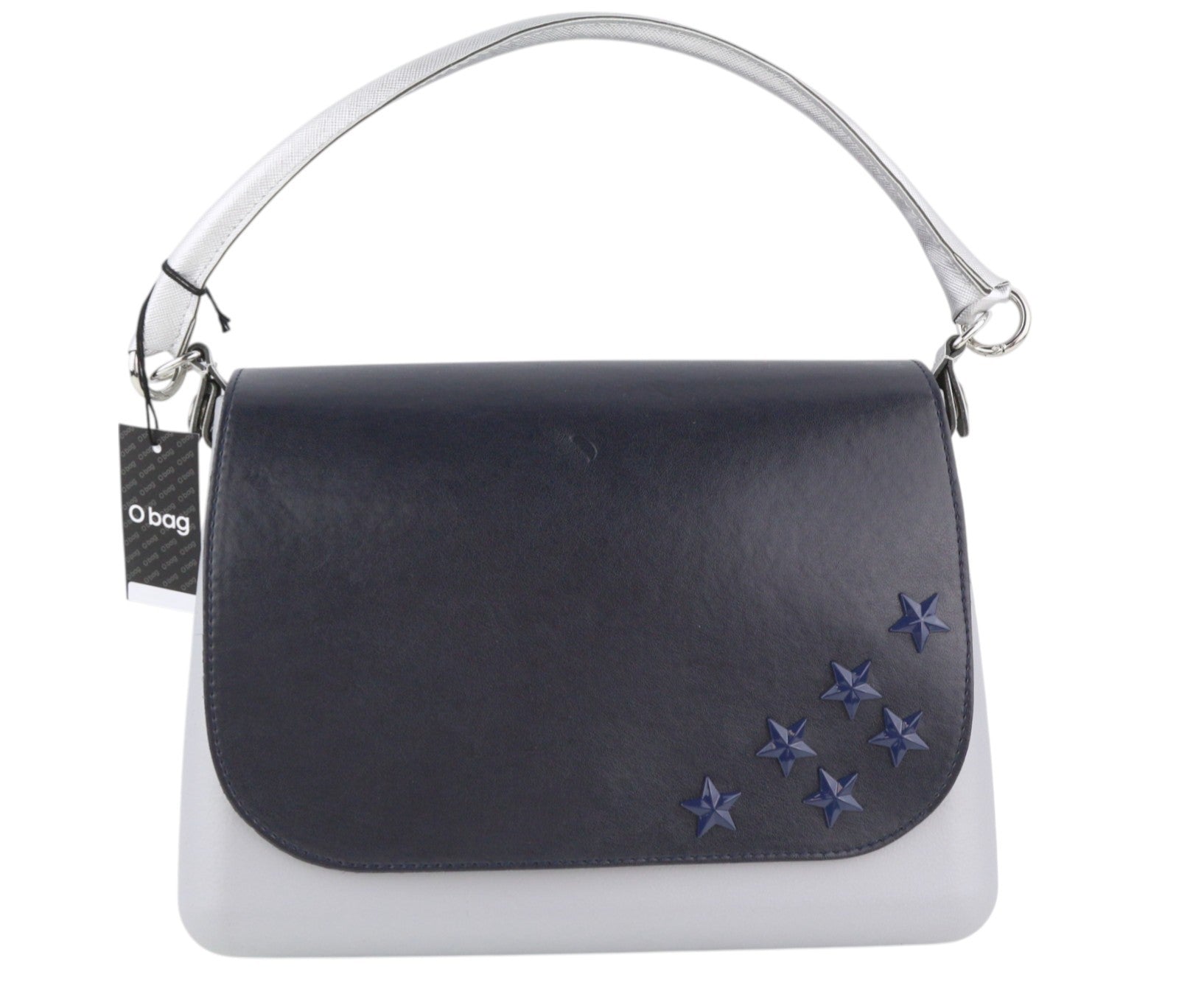 O BAG Glam Women Bag OS Grey Stars Handle Clasp Crossbody