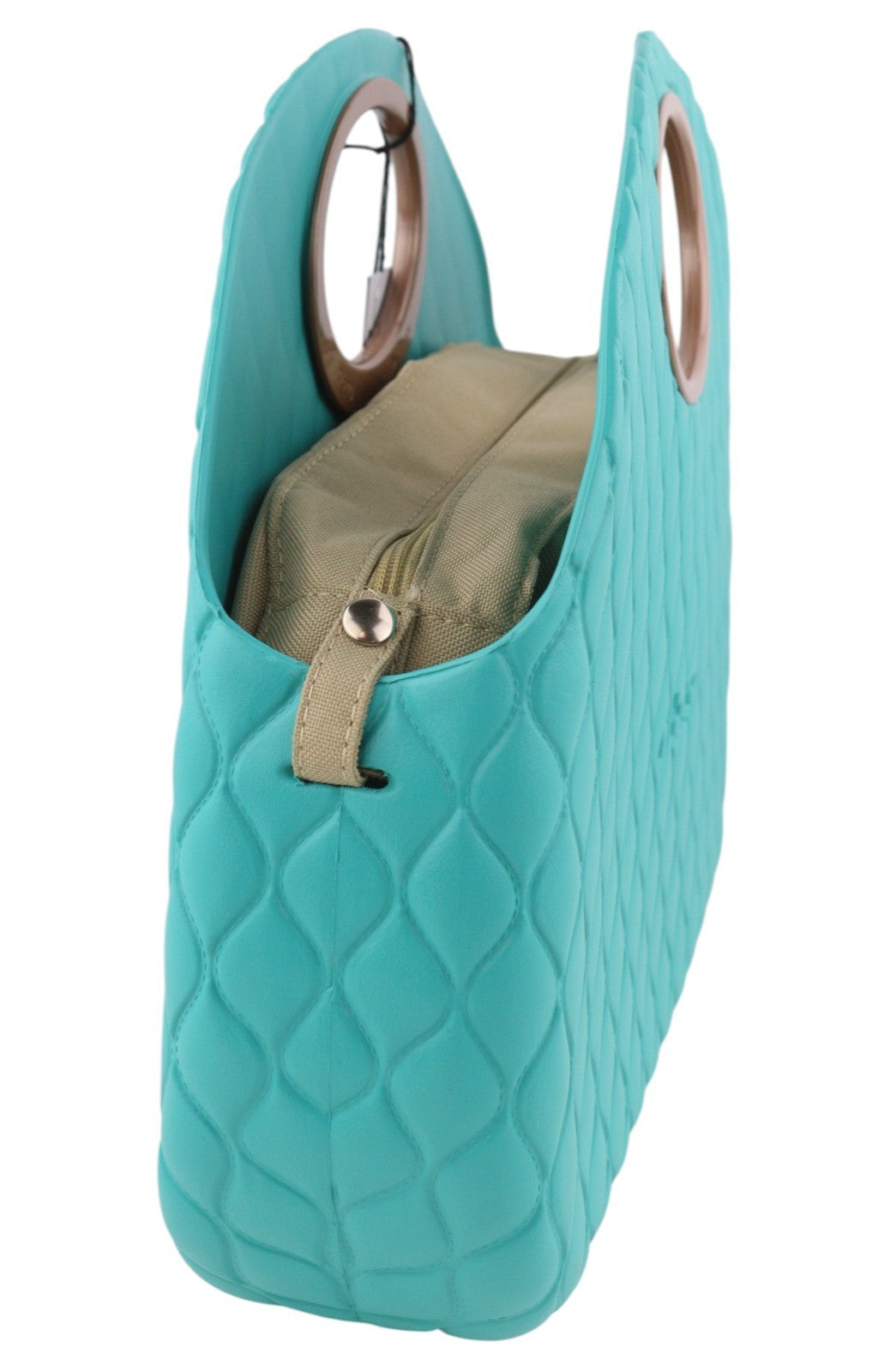 O BAG Moon Women Bag OS Blue Mint Quilted Handle Inner Bag