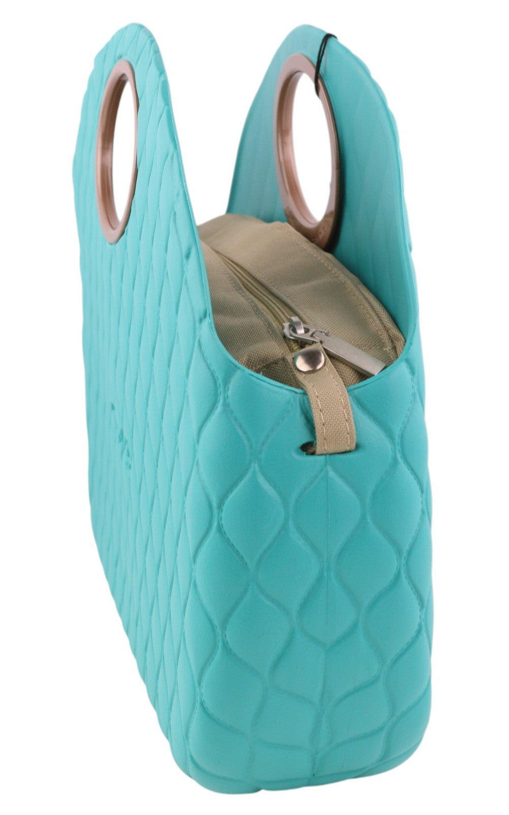 O BAG Moon Women Bag OS Blue Mint Quilted Handle Inner Bag