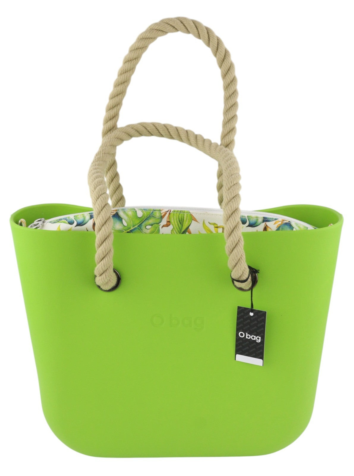 O BAG Mini Women Bag OS Bright Green Double Handles Zipper Square