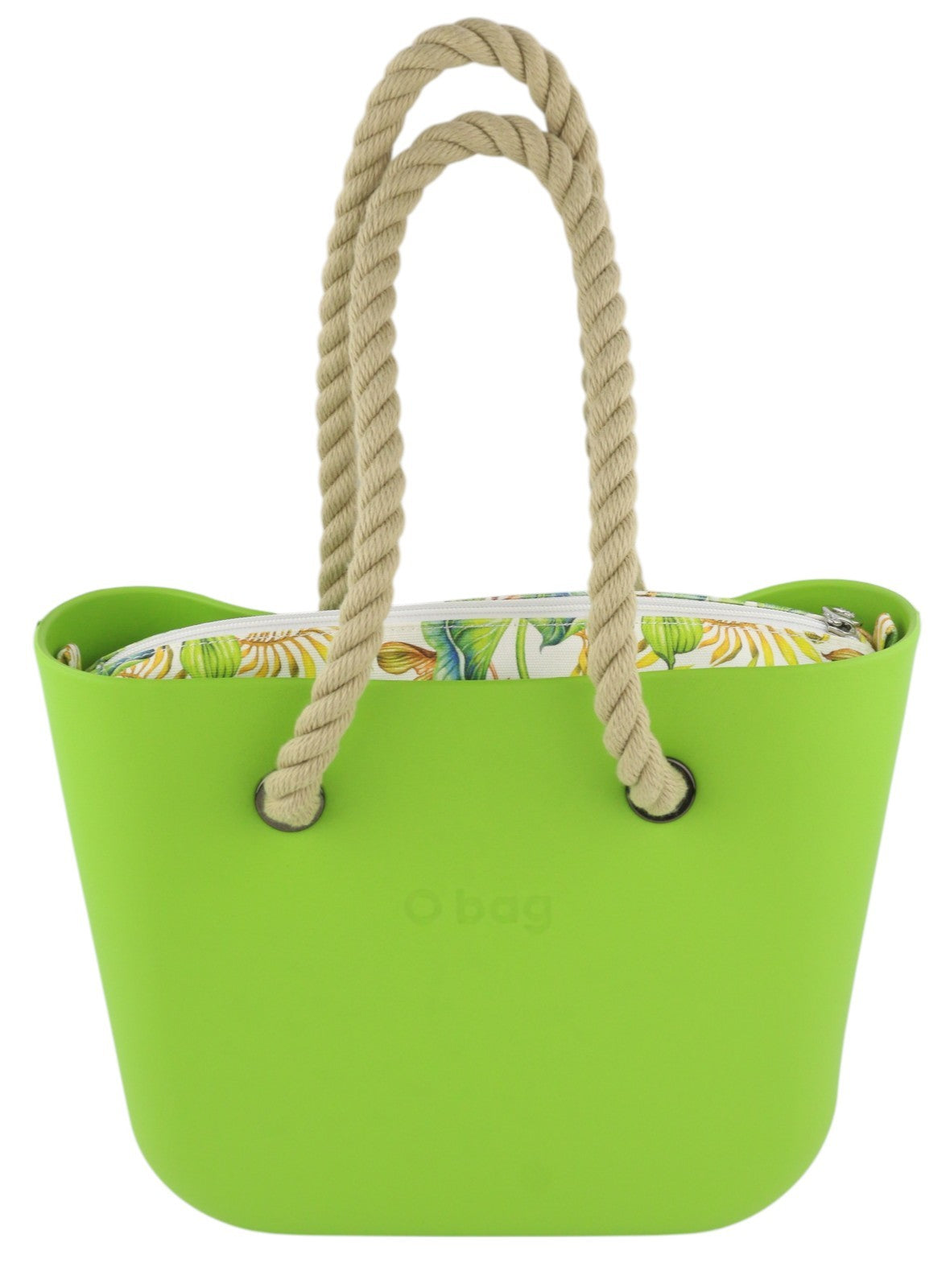 O BAG Mini Women Bag OS Bright Green Double Handles Zipper Square