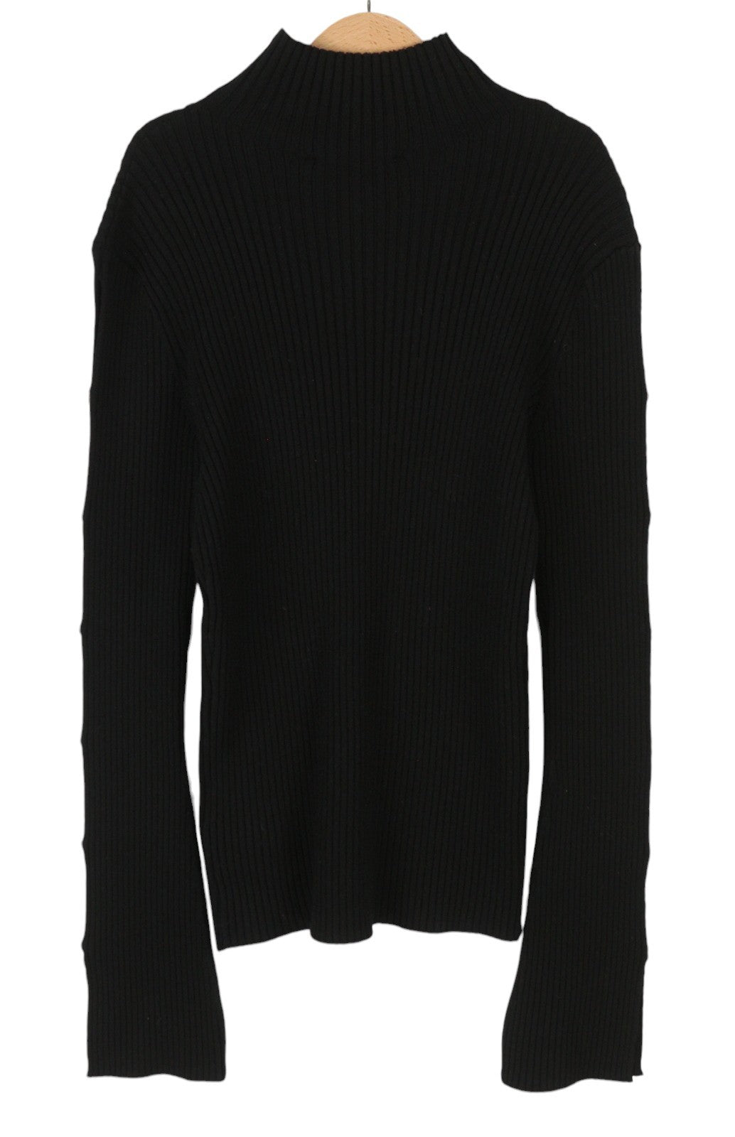 MAJE Modo Women Jumper 1 S Black Wool Blend Close-Fitting Openwork Sleeve RRP215