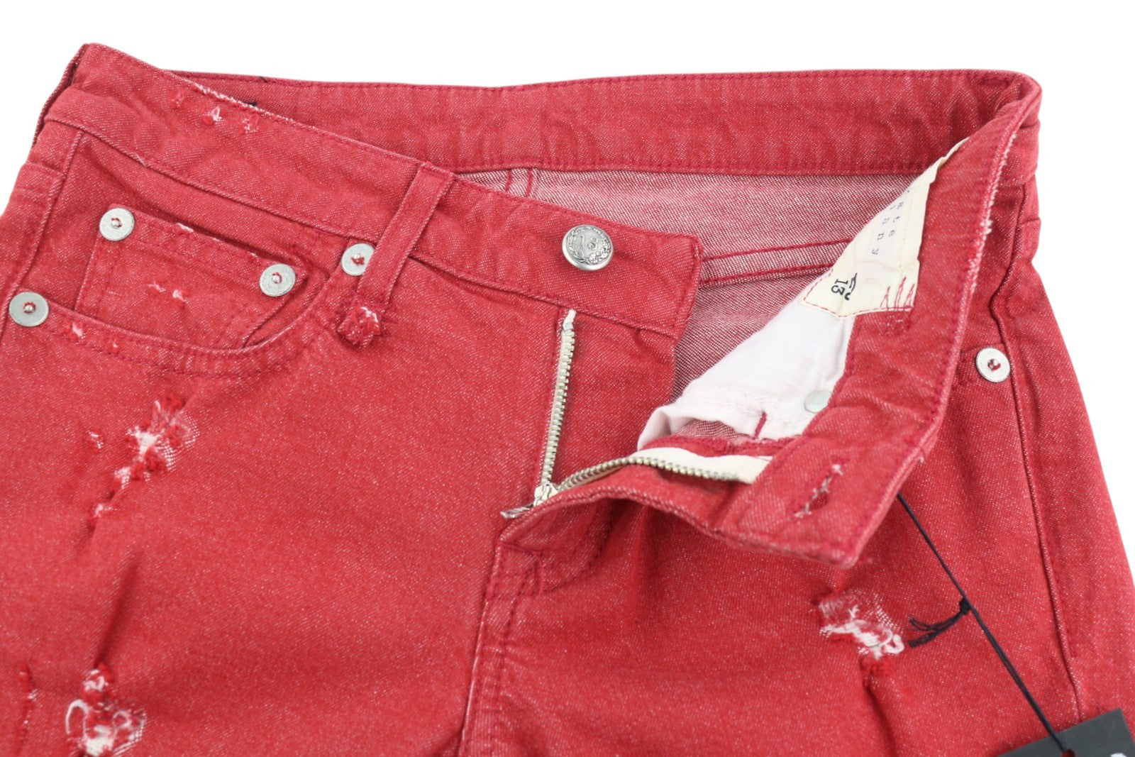 R13 Kate Skinny Women Jeans 24 Red Distress Ripped Ankle Length Skinny Fit Denim