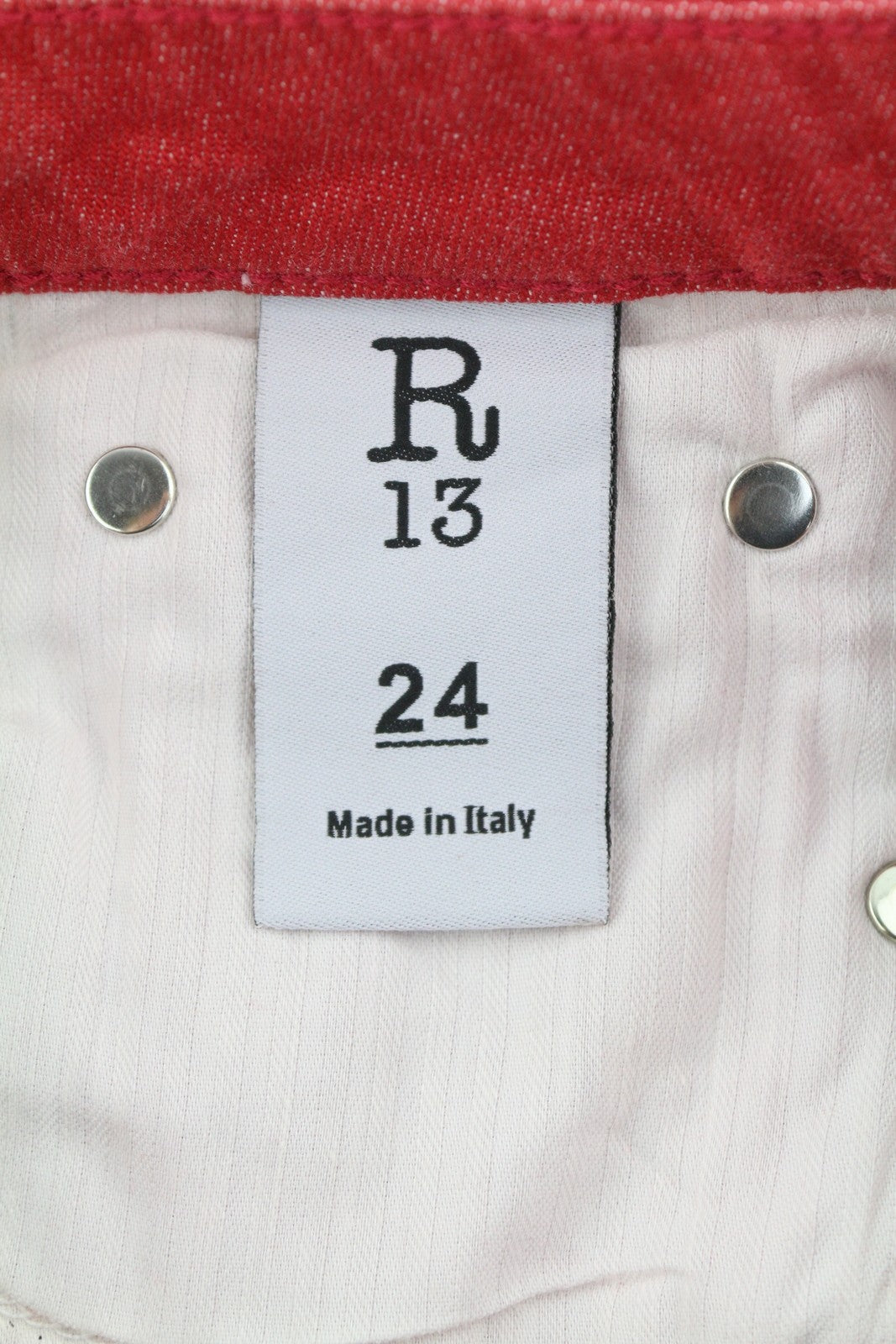 R13 Kate Skinny Women Jeans 24 Red Distress Ripped Ankle Length Skinny Fit Denim