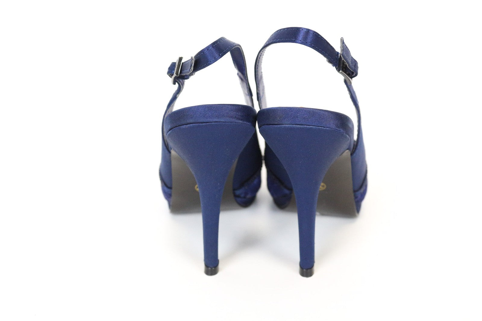 06 AUKSINIO LEIDIMO moteriški mėlyni aukštakulniai, 37 dydžio, su cirkoniais ir nėriniuotais bateliais atvira nosele 