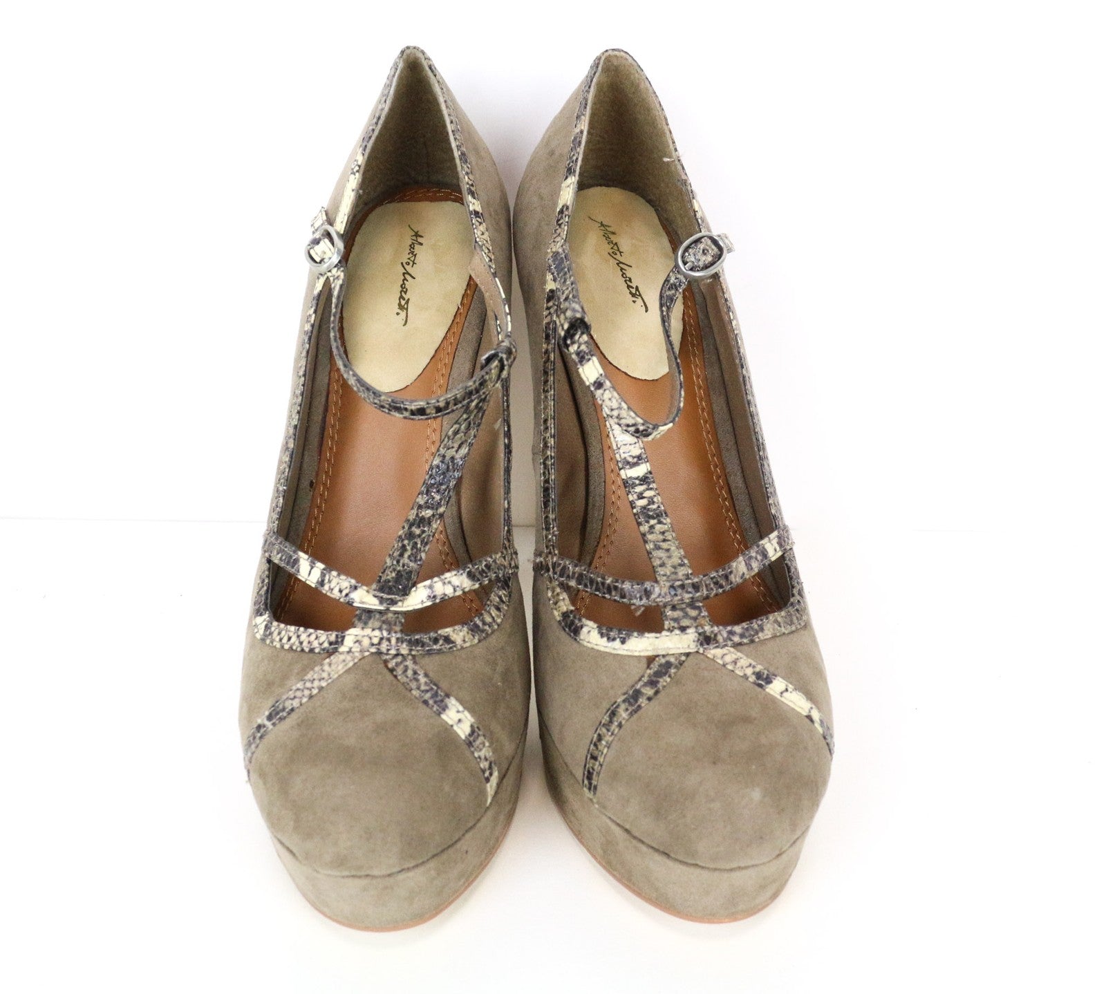 ALBERTO MORETTI moteriški smėlio spalvos zomšiniai aukštakulniai, EU39, gyvatės rašto odiniai aukštakulniai 