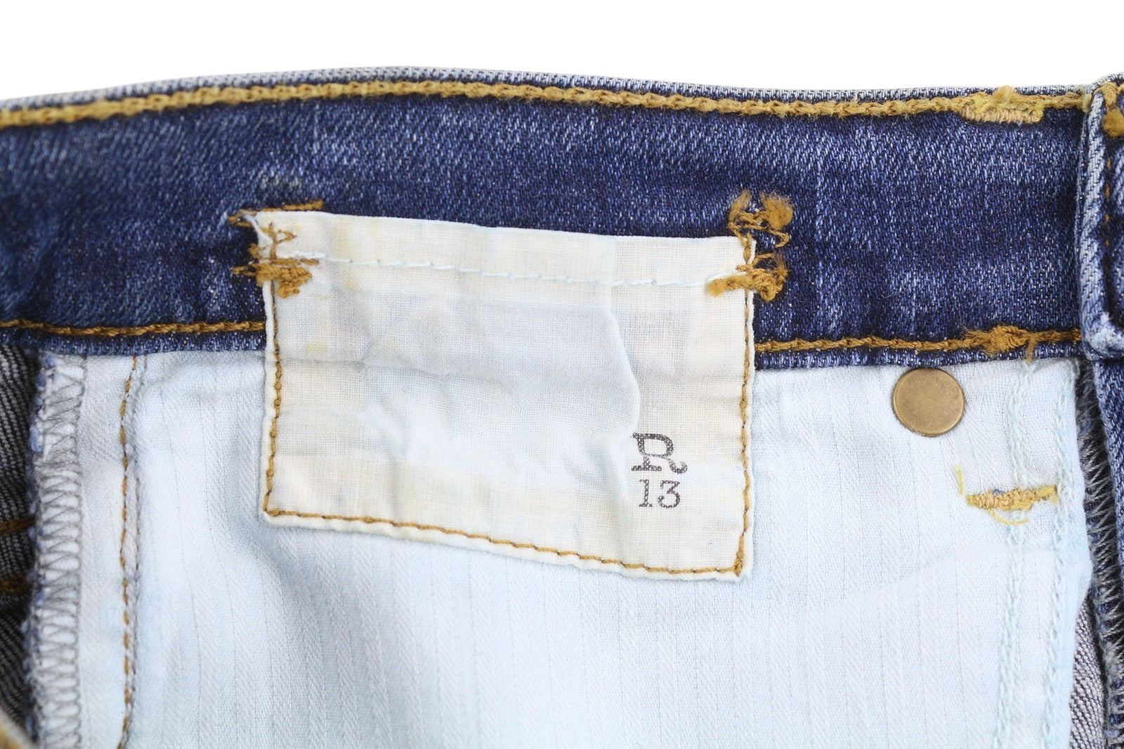 R13 The Drop Women Jeans 25 Crosby Faded Dirty Look Cropped Crop Crotch RRP440