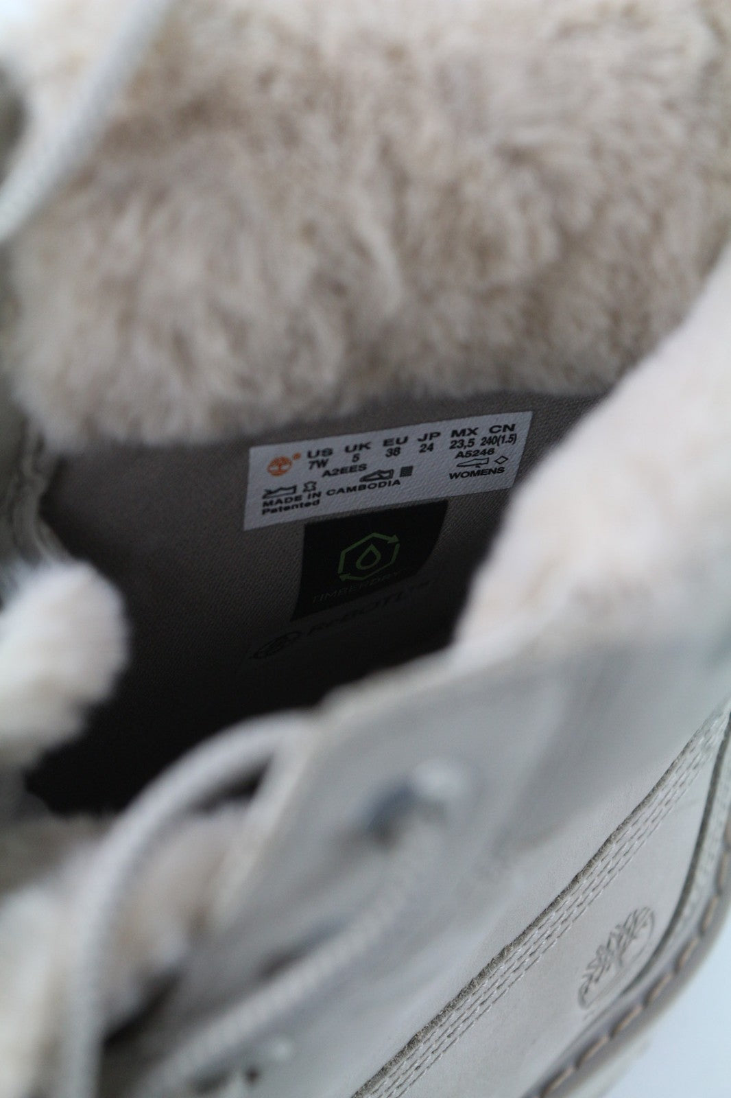 TIMBERLAND A2EES-A5246 moteriški šviesiai pilki natūralios odos aukštakulniai batai, 37.5/38 EU, 38 