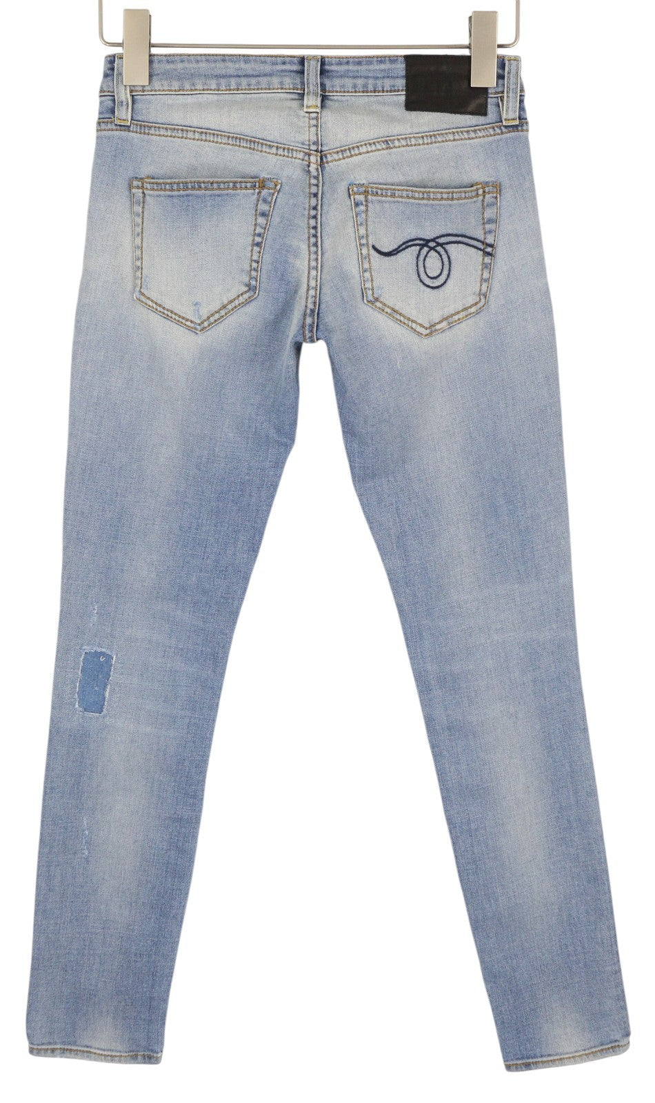 R13 Alison Crop Women Jeans 24 Light Destroyed Faded Patches Distressed Skinny