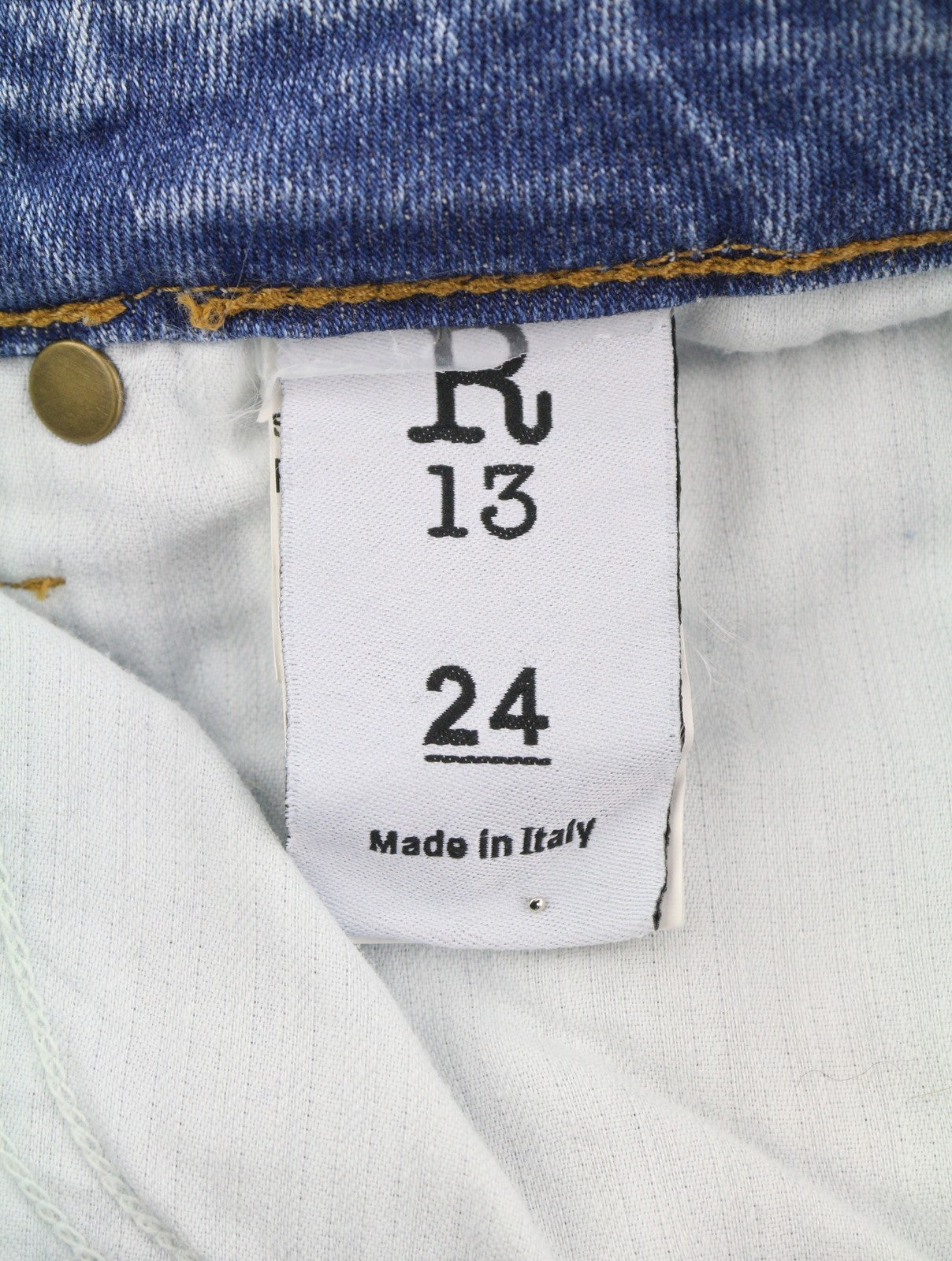 R13 Alison Crop Women Jeans 24 Light Destroyed Faded Patches Distressed Skinny