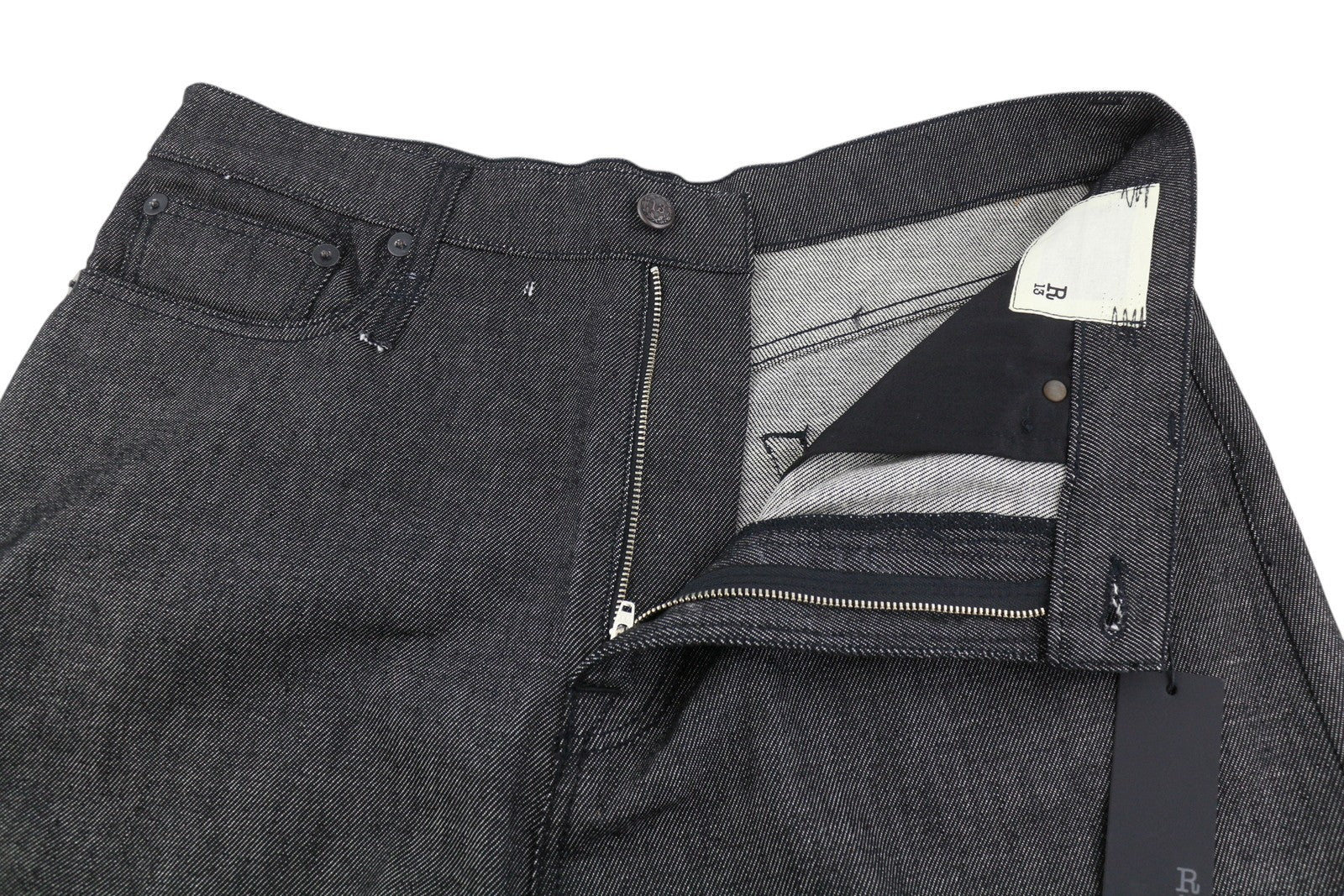 R13 Jesse moteriški džinsai, 31 dydis, pilki, laisvo kirpimo, tamsaus džinso spalvos. 