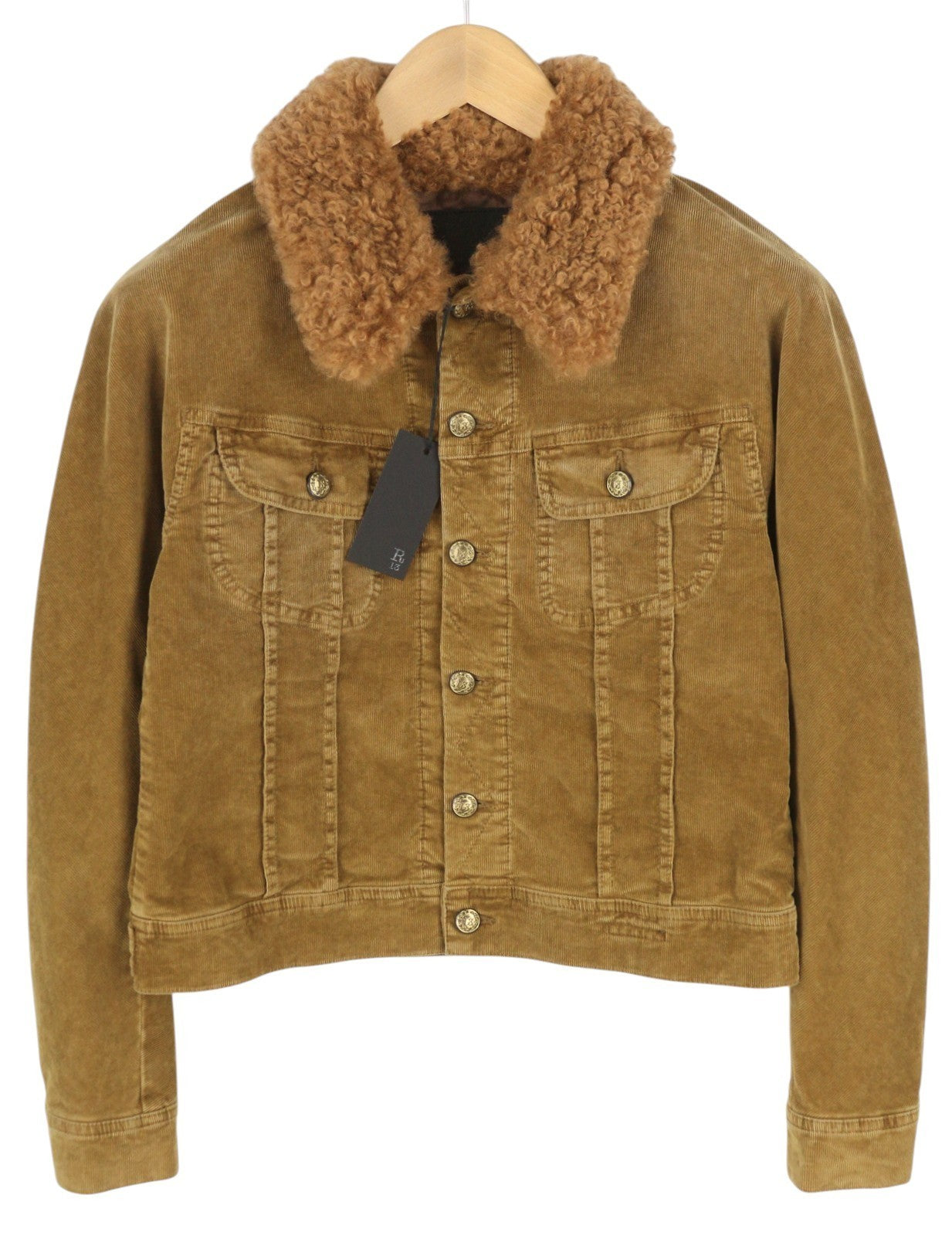 R13 Skinny Trucker moteriška striukė M, aukso rudos spalvos, tamprios virvelės, blukusios FW25 RRP1199 