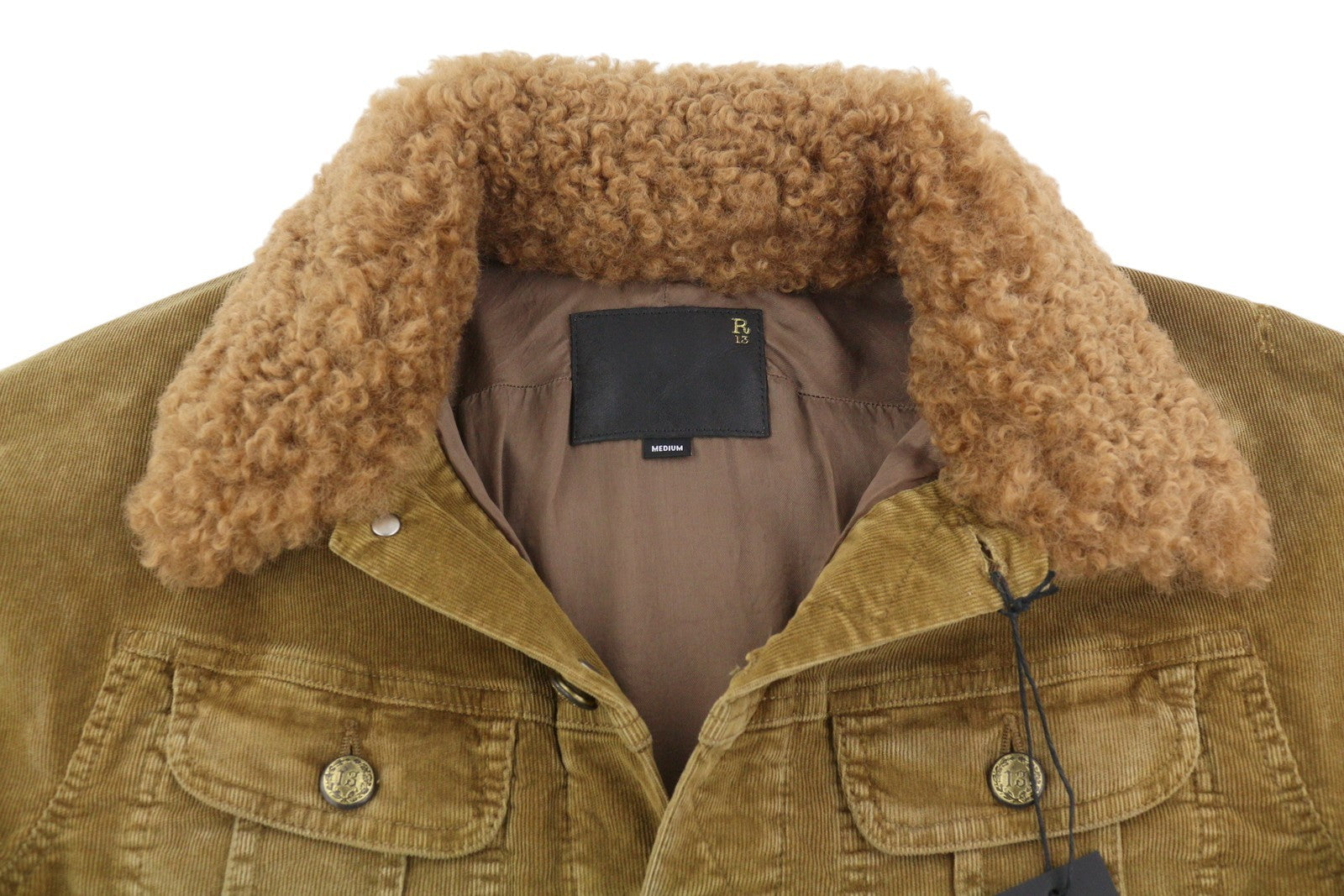 R13 Skinny Trucker moteriška striukė M, aukso rudos spalvos, tamprios virvelės, blukusios FW25 RRP1199 