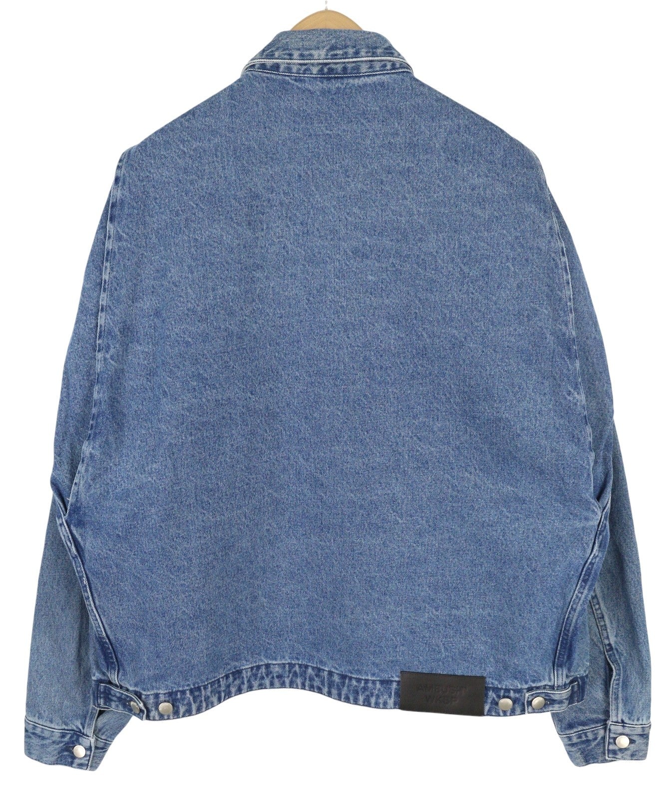 AMBUSH Men Jacket L Denim Blue Faded Patch Pockets Zipper Oversized Lightweight