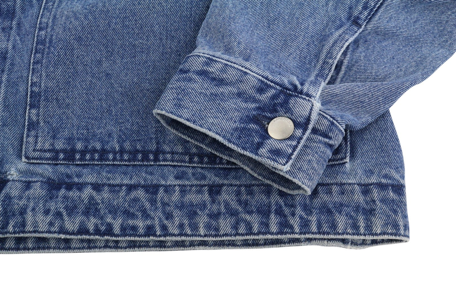 AMBUSH Men Jacket L Denim Blue Faded Patch Pockets Zipper Oversized Lightweight