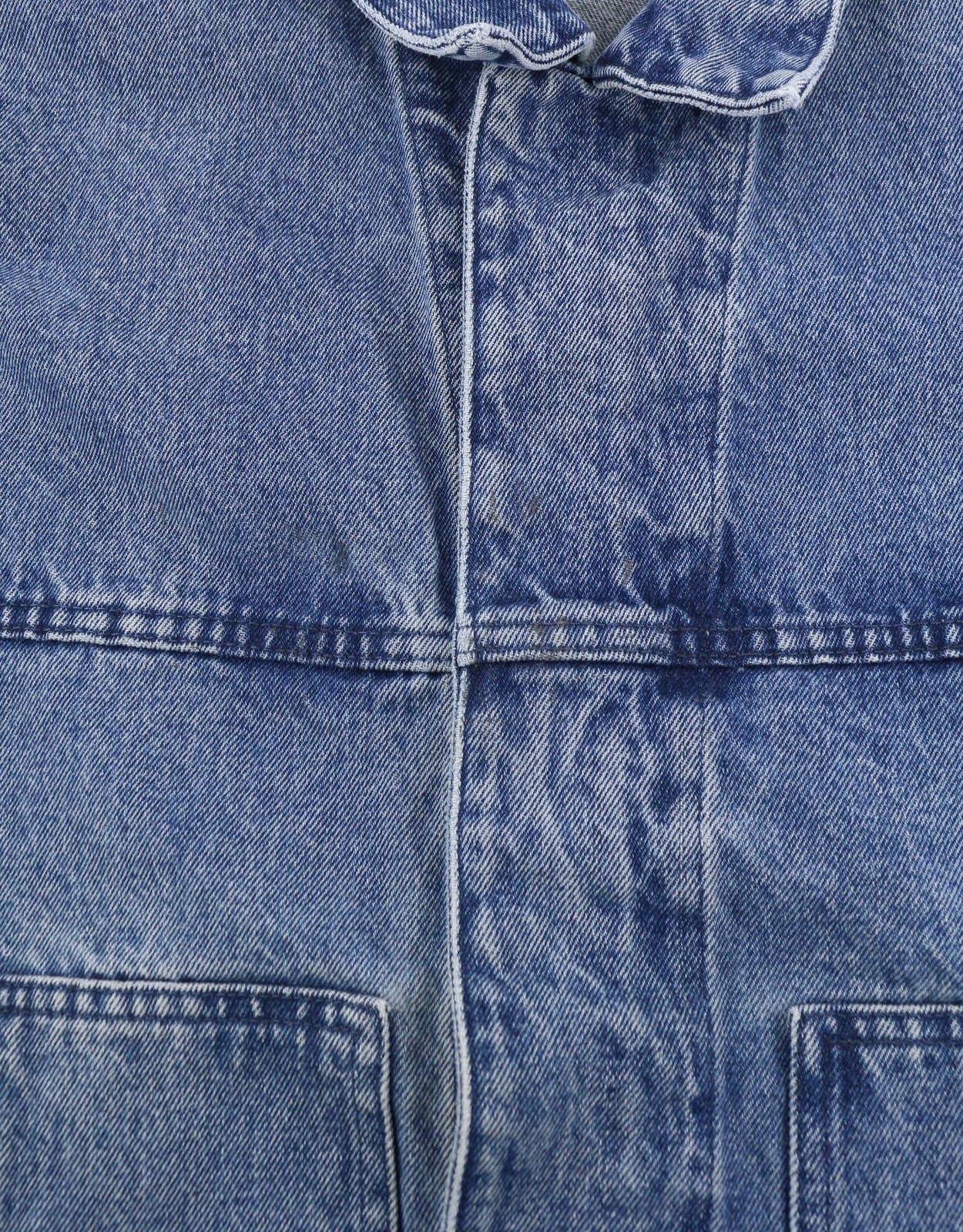 AMBUSH Men Jacket L Denim Blue Faded Patch Pockets Zipper Oversized Lightweight