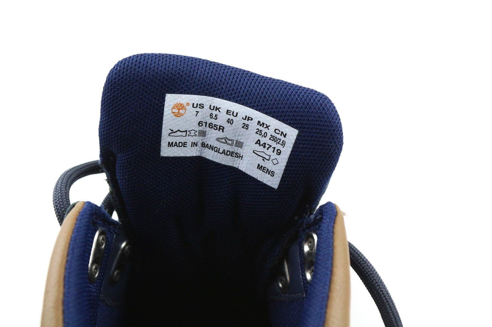 TIMBERLAND 6165R vyriški EU40 UK6.5 mėlyni odiniai laisvalaikio batai su raišteliais, apsaugantys nuo nuovargio. 