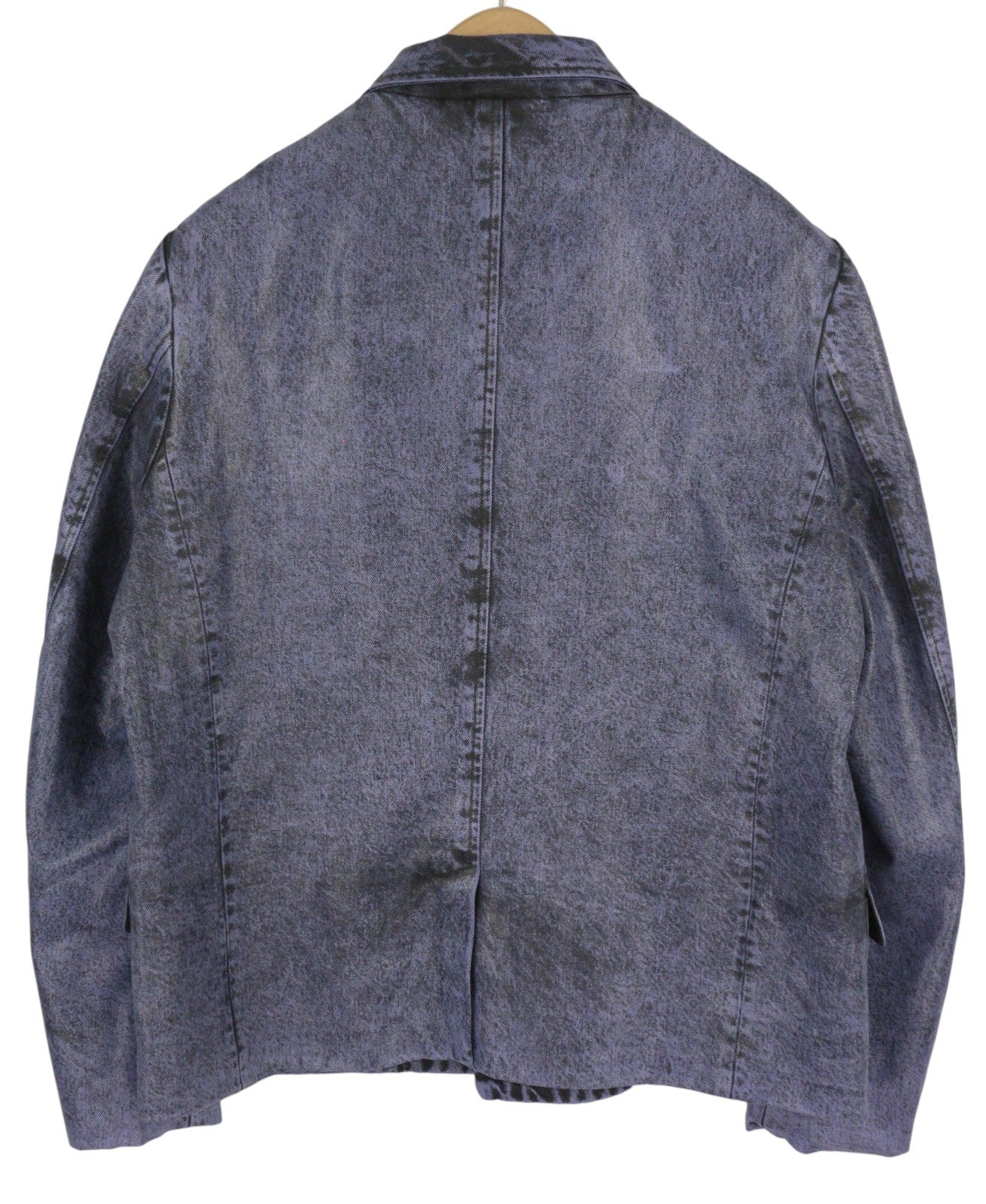 LE PERE džinsinis vyriškas švarkas M, violetinis, vaškuotas, išblukęs, vienaeilis, įpjovimas 