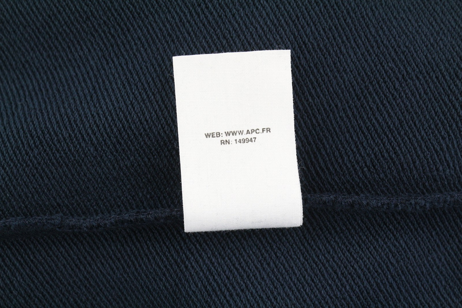 APC Rider vyriškas džemperis su tamsiai mėlynu apvalia kaklo iškirpte, medvilninis megztinis su logotipu, RRP220 