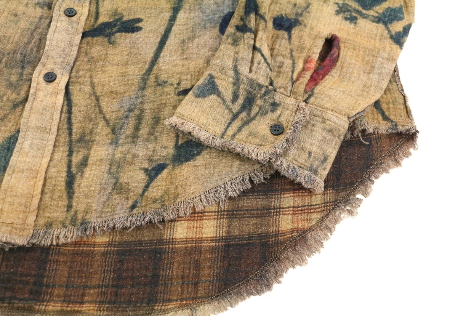 R13 Dvipusiai moteriški marškiniai su nugara S dydžio languotais kraštais ir chaki spalvos gėlėmis PF25 RRP1045 