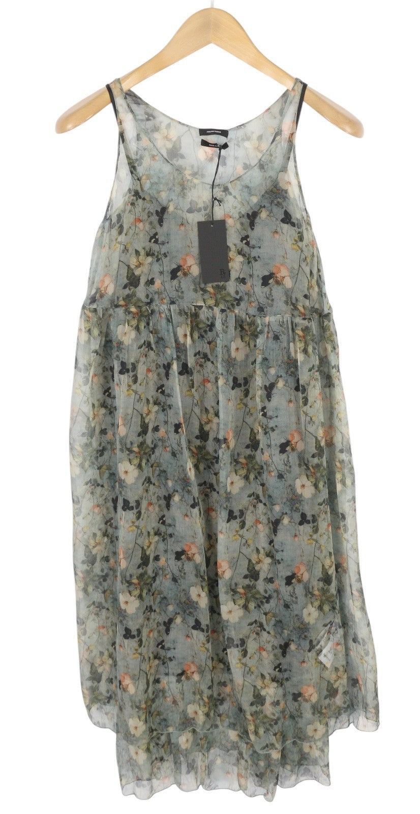 R13 Moteriška suknelė be rankovių su klostėmis XS dydžio, šilkine gėlėta 2in1, išimamu pamušalu PF25 RRP1075 