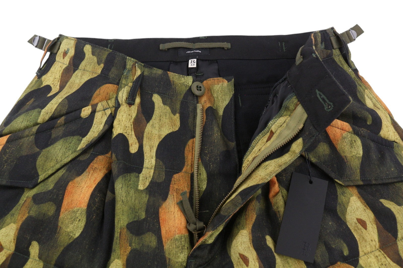 R13 Paminkštintos karinės moteriškos kelnės 29 Vilnos, šilko, raštuotos, trumpos, pašiltintos FW25 