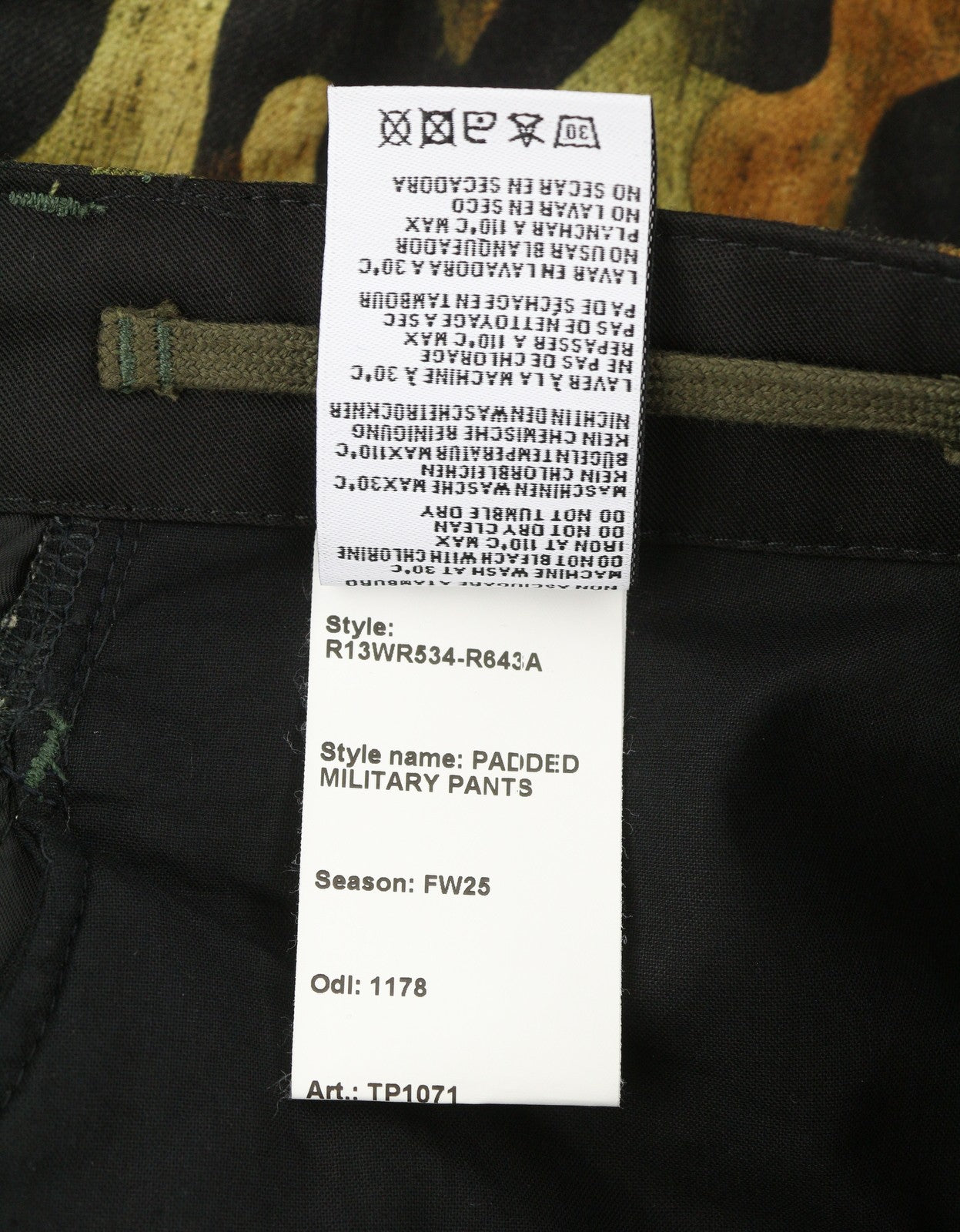 R13 Paminkštintos karinės moteriškos kelnės 29 Vilnos, šilko, raštuotos, trumpos, pašiltintos FW25 