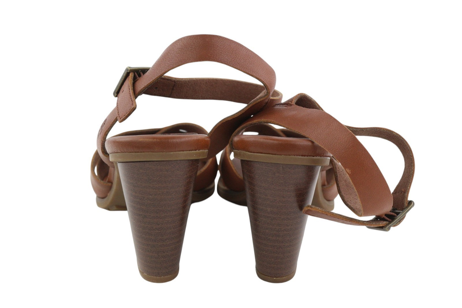 TIMBERLAND A1IEA moteriškos rudos odinės basutės su sagtimi ir kulnais, 39.5 dydis 