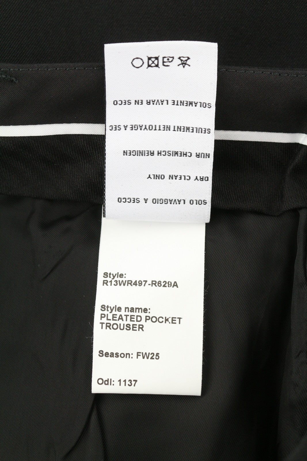 R13 Klojuotos moteriškos kelnės su kišenėmis 27 juodos vilnonės tiesaus kirpimo kelnės su sagomis FW25 