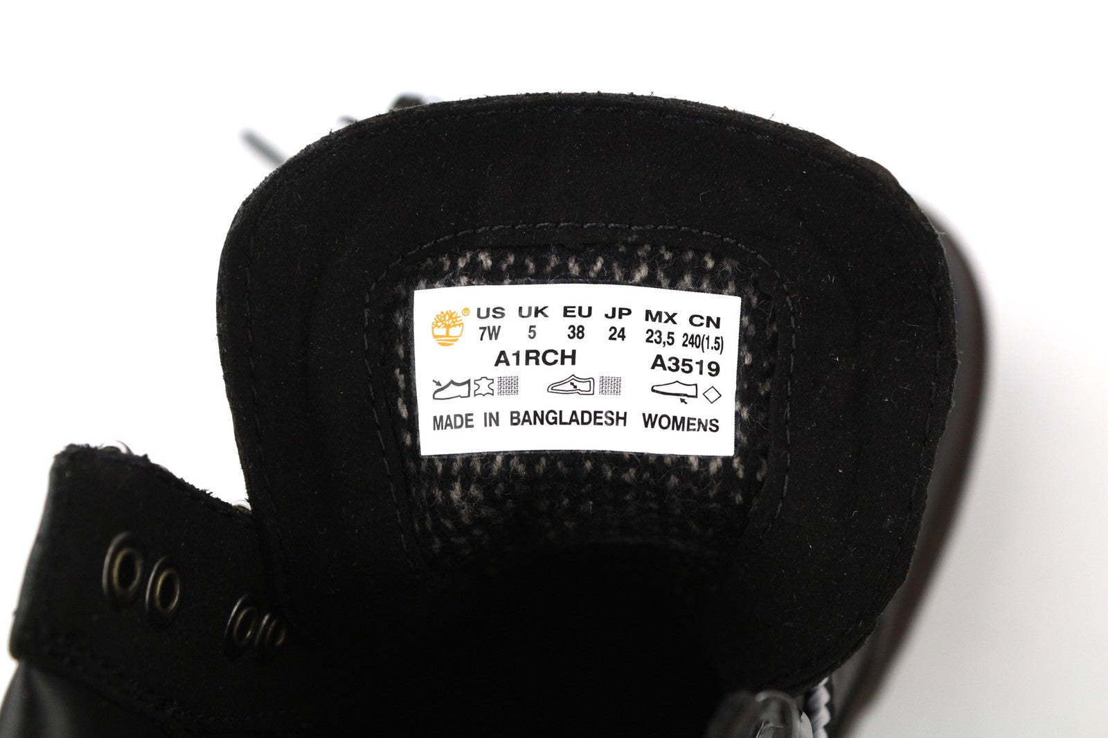 TIMBERLAND A1RCH-A3519 moteriški juodi odiniai sportbačiai su nėriniuotais padais, dydis EU37.5/38. 