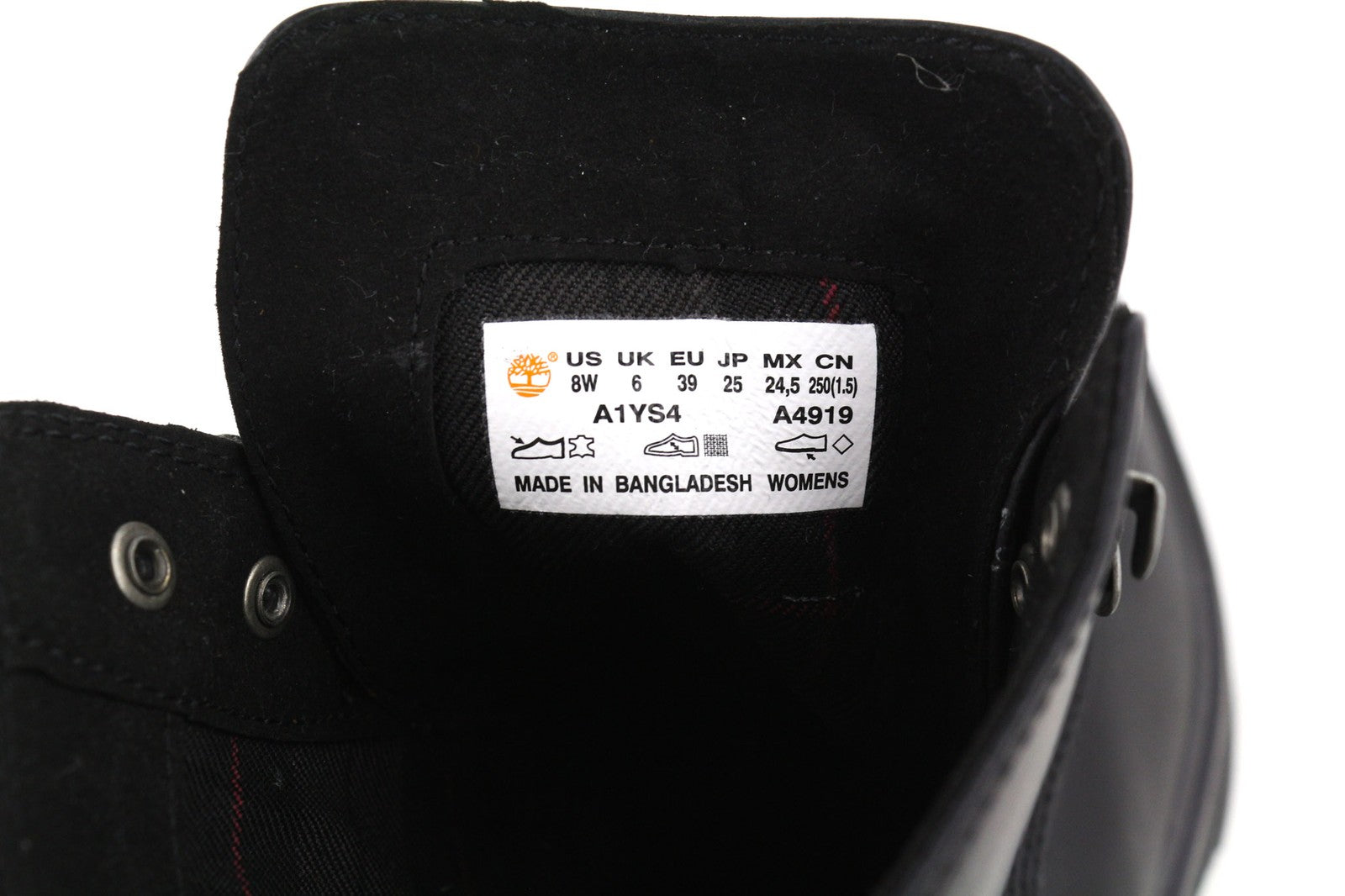 TIMBERLAND A1YS4-A4919 moteriški juodi natūralios odos aulinukai su nėriniuotais kraštais (EU39/39.5) 