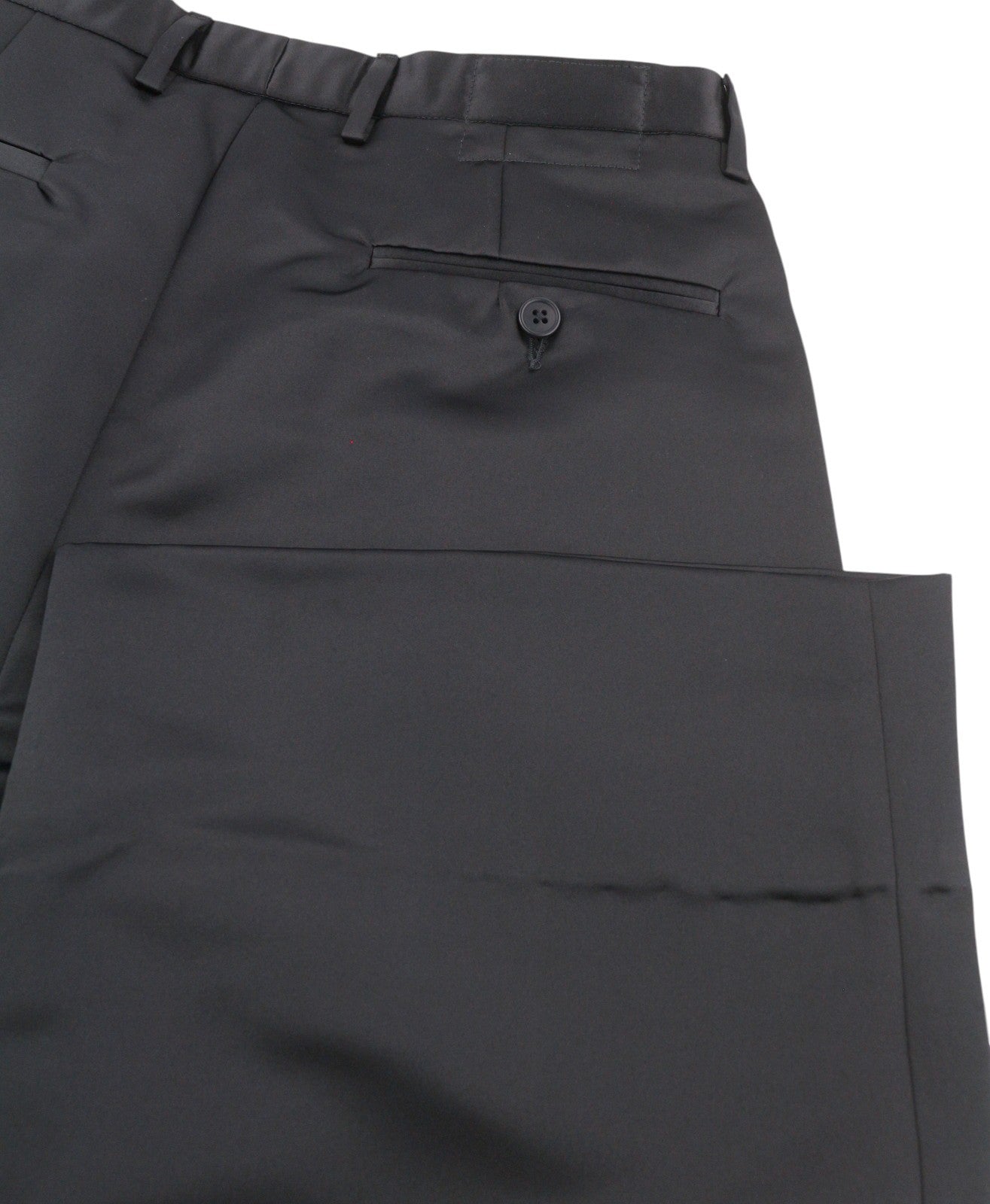 R13 laisvos trumpos klostuotos moteriškos kelnės 27 juodos atlaso imitacijos iki kulkšnių FW25 