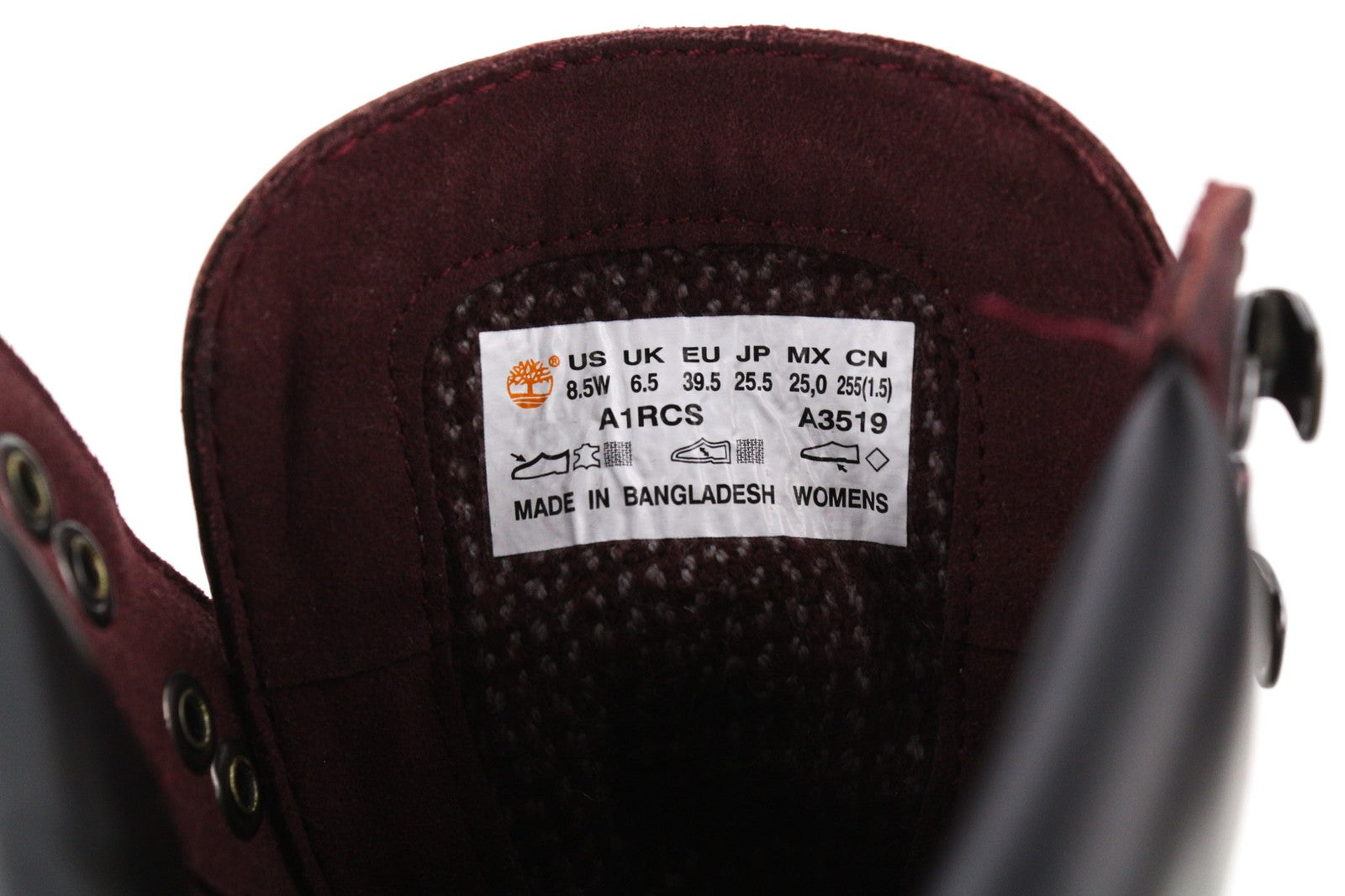 TIMBERLAND A1RCS-A3519 moteriški EU38.5/39.5 violetiniai odiniai nėriniuoti aukštaauliai batai 