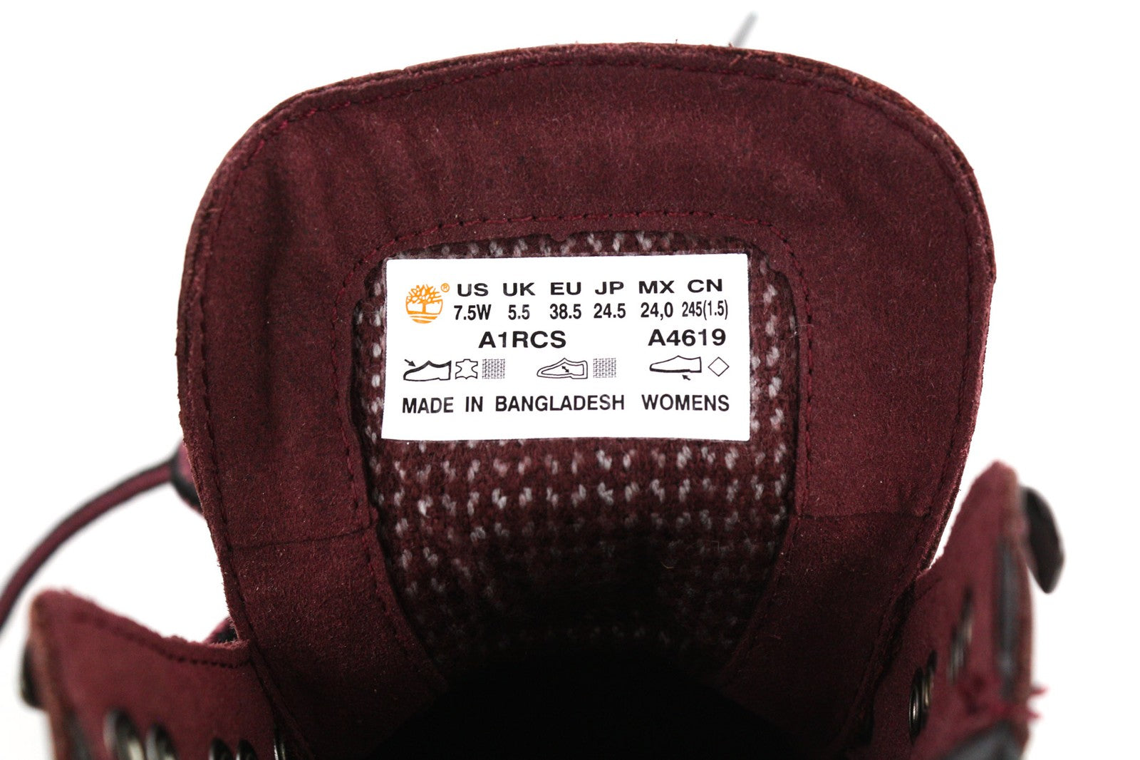 TIMBERLAND A1RCS-A3519 moteriški EU38.5/39.5 violetiniai odiniai nėriniuoti aukštaauliai batai 