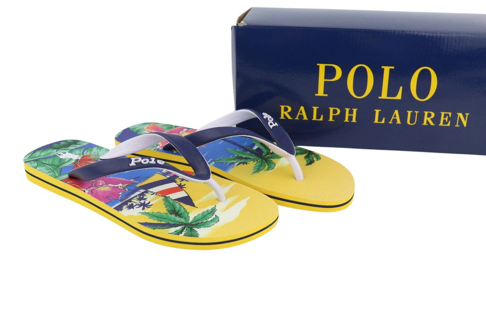 RALPH LAUREN Bolt-Sn-Csl vyriškos šlepetės su aloha raštu, 40/41 dydis. 