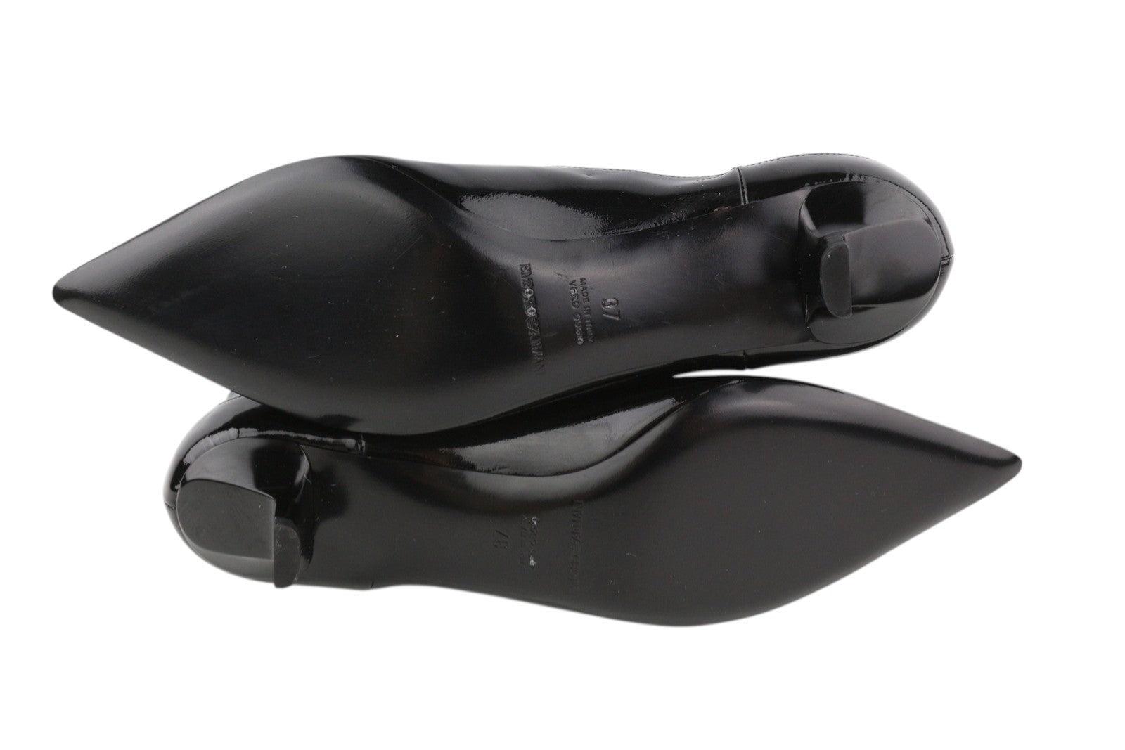 EMPORIO ARMANI moteriški juodi lakuotos odos bateliai su kulnais, 37 dydis 