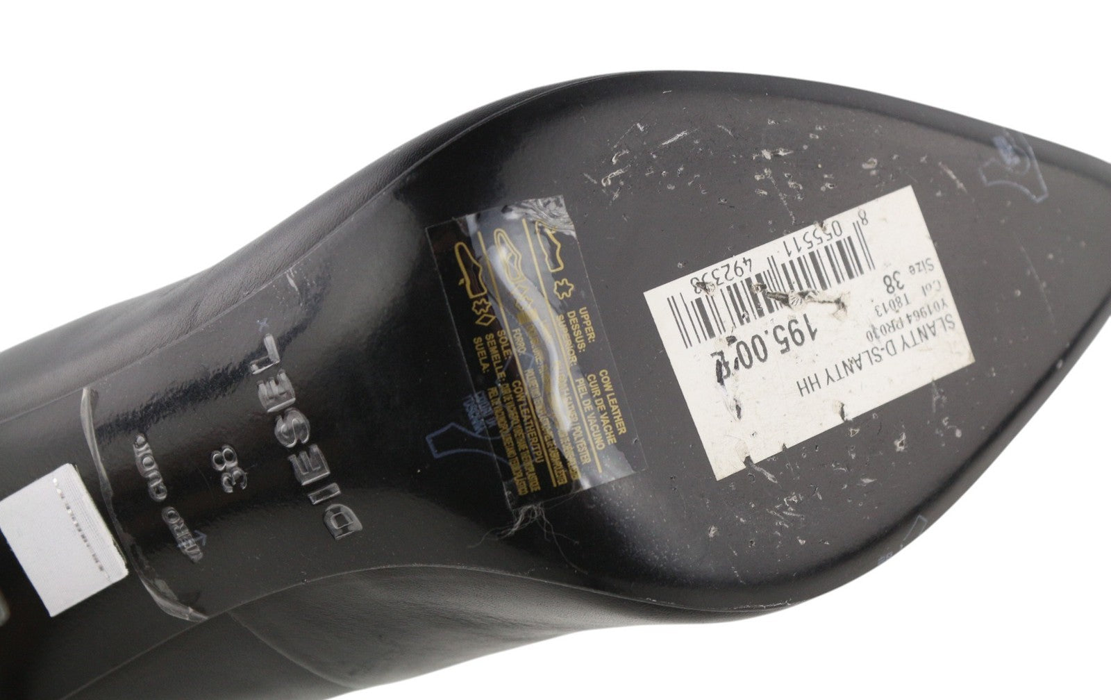 DIESEL D-Slanty moteriški juodi odiniai smailūs aukštakulniai, EU38, dydis 