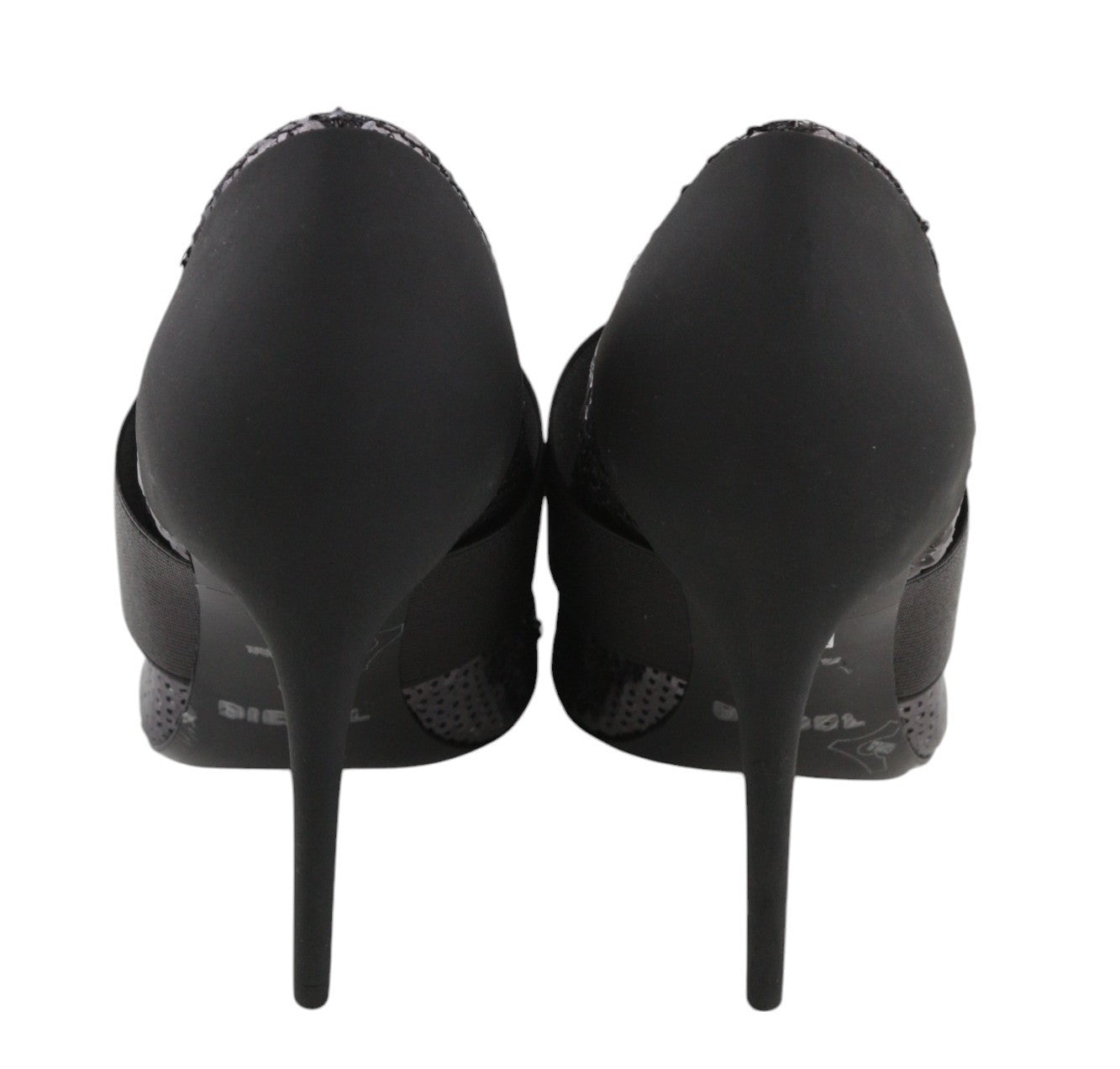 DIESEL D-Slanty moteriški juodi EU39 blizgučiais dekoruoti aukštakulniai bateliai 