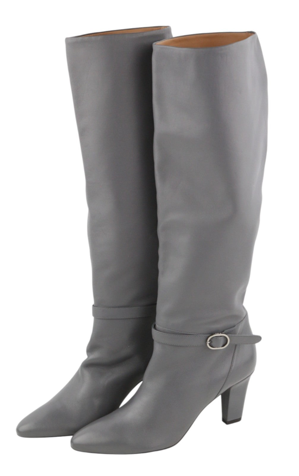 EMPORIO ARMANI moteriški pilki odiniai aulinukai su sagtimi ir migdolų formos nosimis, 37 dydis 