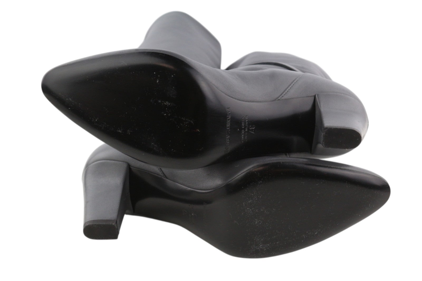 EMPORIO ARMANI moteriški pilki odiniai aulinukai su sagtimi ir migdolų formos nosimis, 37 dydis 