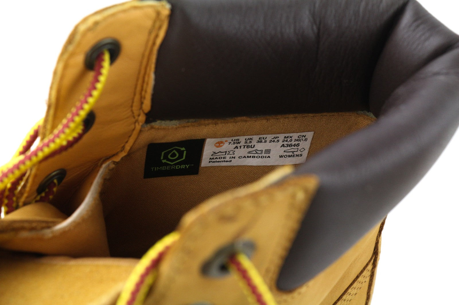 TIMBERLAND A1T6U-A3646 moteriški rudi odiniai aukštaauliai su nėriniuotais aulinukais, dydis EU38/38.5 