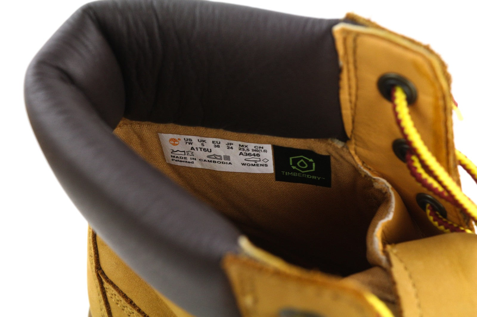 TIMBERLAND A1T6U-A3646 moteriški rudi odiniai aukštaauliai su nėriniuotais aulinukais, dydis EU38/38.5 