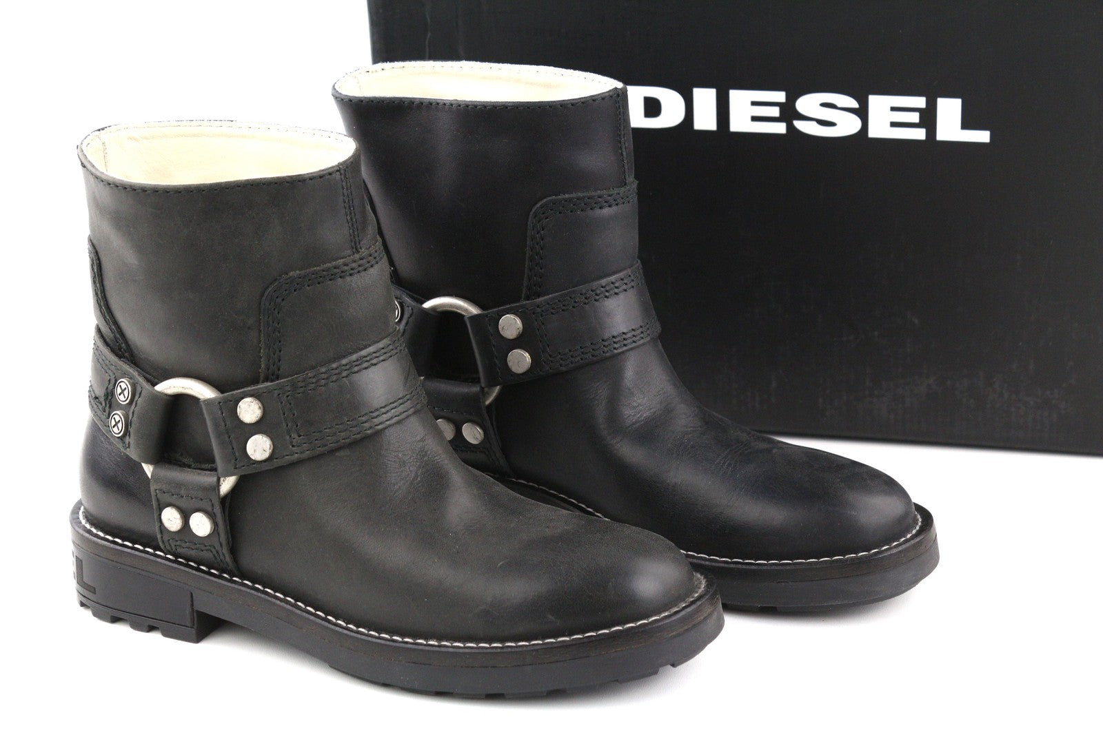 DIESEL D-Thruper moteriški juodi odiniai aulinukai su detalėmis, EU37, RRP 280 € 