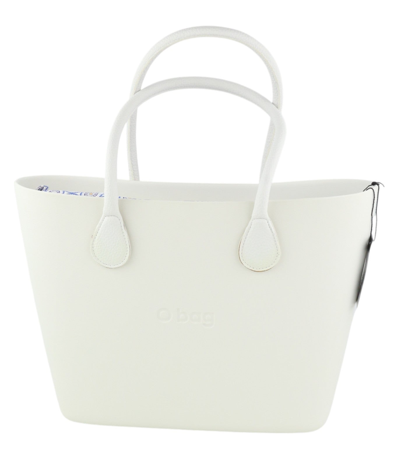 O BAG Urban Women Bag OS White Dual Handles Patterned Liner Trapeze Tote
