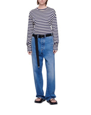 PLAN C Women Jeans 38 Blue Washed Relaxed Straight Leg Button Fly RRP550