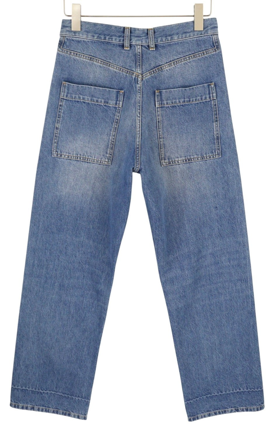 PLAN C Women Jeans 38 Blue Washed Relaxed Straight Leg Button Fly RRP550