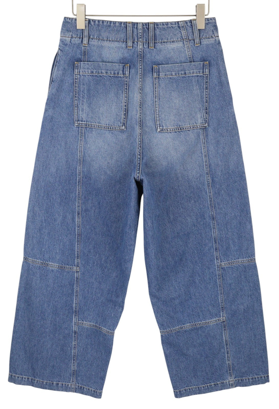 PLAN C Women Jeans 40 Blue Faded Wide Straight Relaxed Fit Denim RRP529