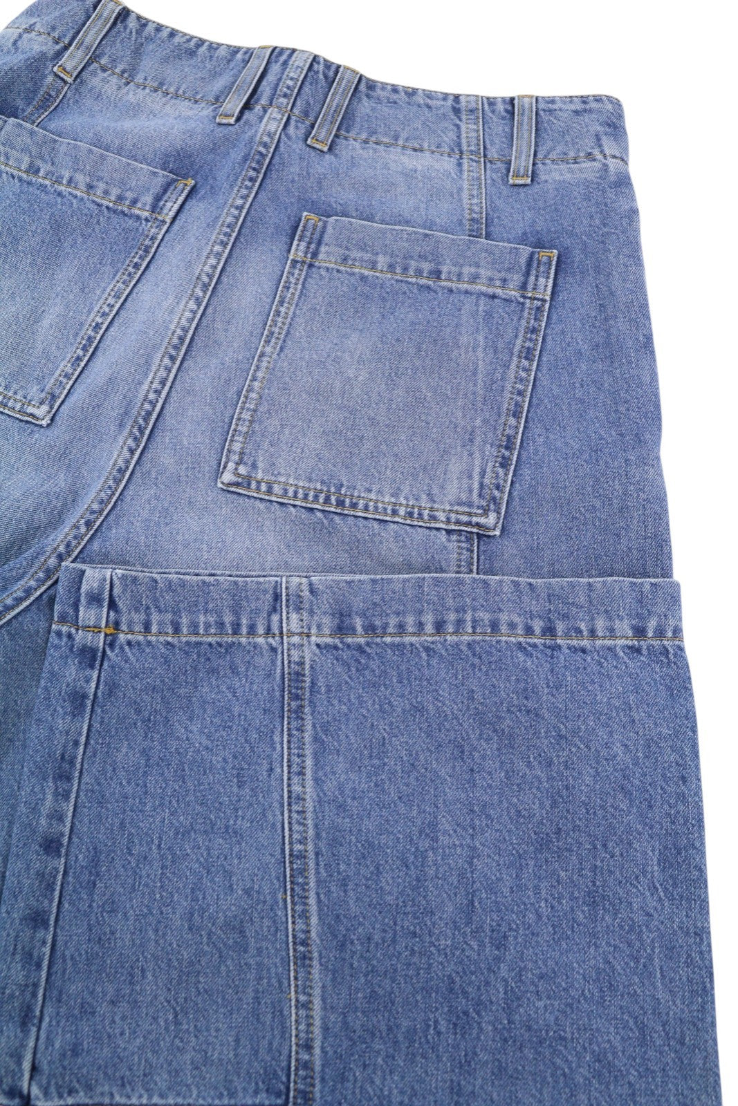 PLAN C Women Jeans 40 Blue Faded Wide Straight Relaxed Fit Denim RRP529