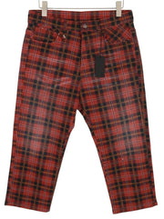 R13 Tailored Drop Women Trousers 27 Ash Red Plaid Cropped Ankle Drop Crotch